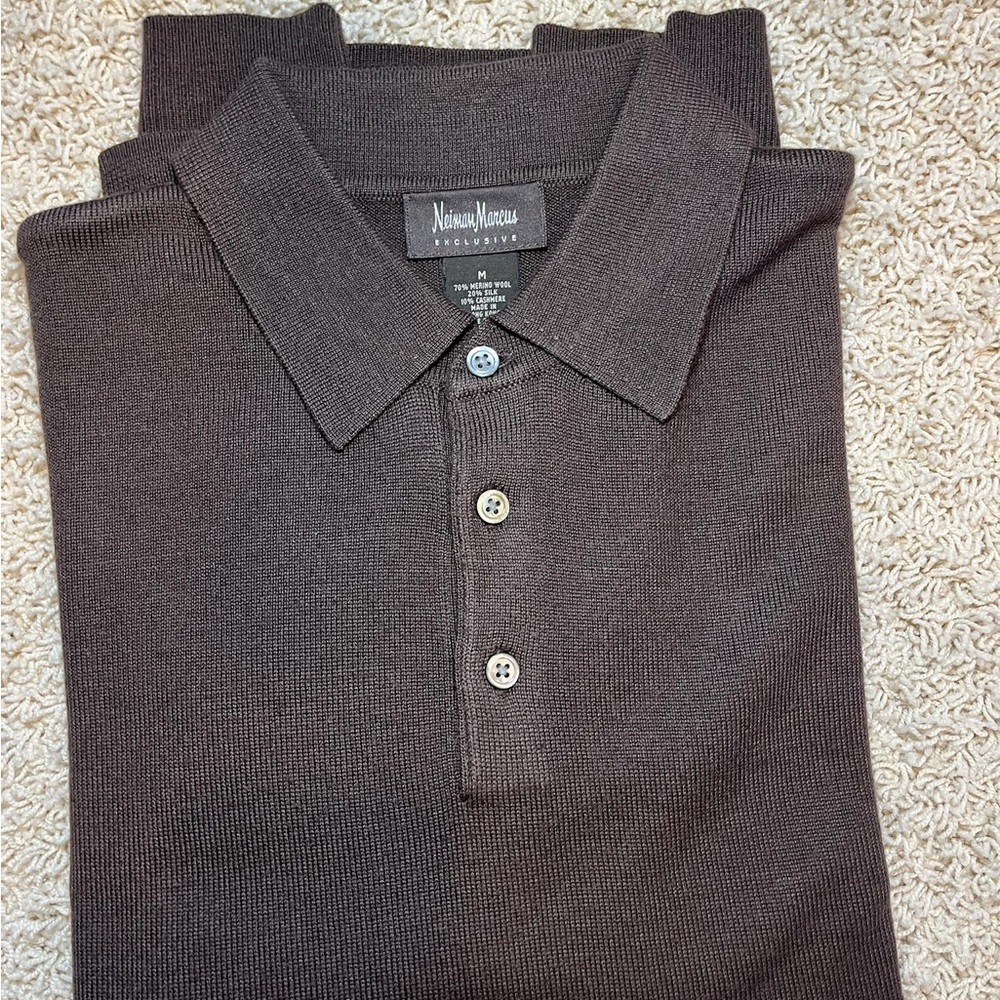 Neiman Marcus Men's Dark Brown Polo Shirt